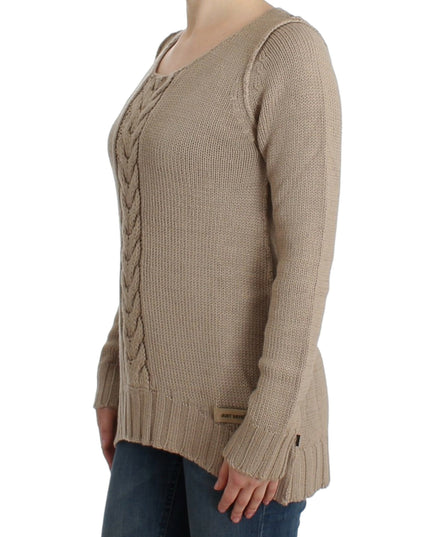 Cavalli Beige knitted wool sweater