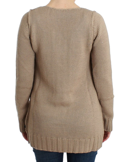 Cavalli Beige knitted wool sweater