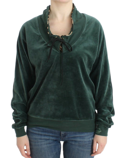 Cavalli Green velvet cotton sweater