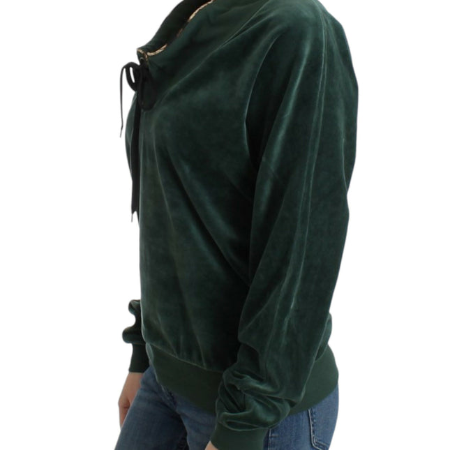 Cavalli Green velvet cotton sweater