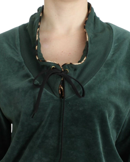 Cavalli Green velvet cotton sweater
