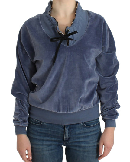 Cavalli Blue velvet cotton sweater