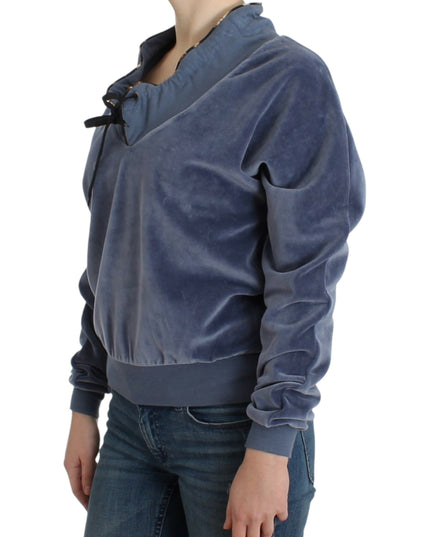 Cavalli Blue velvet cotton sweater
