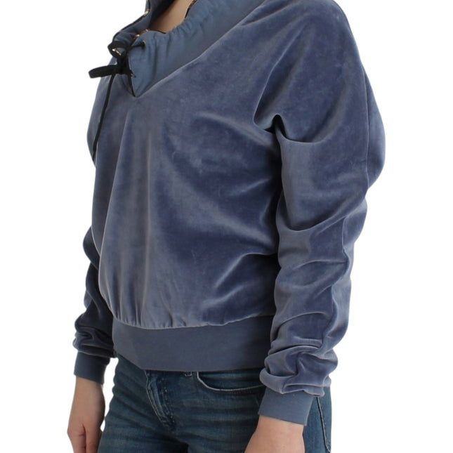 Cavalli Blue velvet cotton sweater