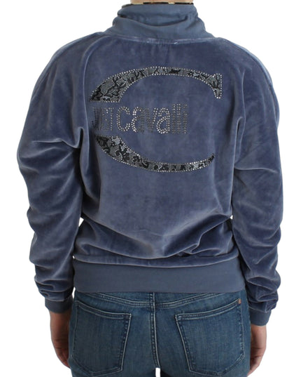 Cavalli Blue velvet cotton sweater