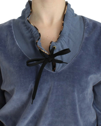 Cavalli Blue velvet cotton sweater