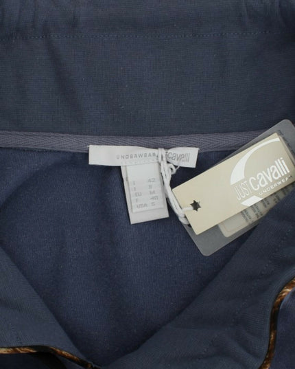 Cavalli Blue velvet cotton sweater