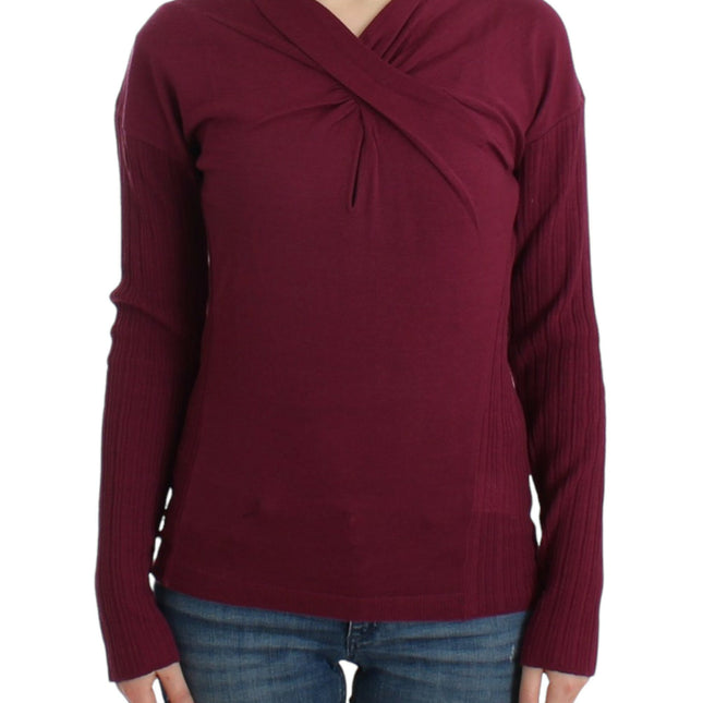 Cavalli Purple knitted wool sweater