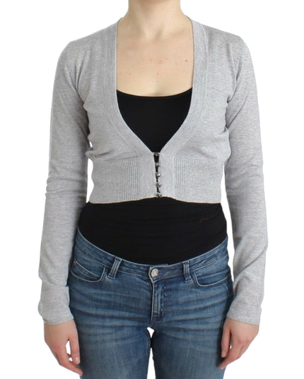 Cavalli Gray cropped wool cardigan
