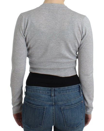 Cavalli Gray cropped wool cardigan
