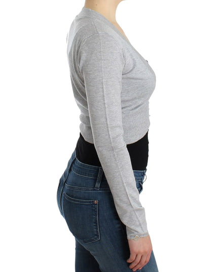 Cavalli Gray cropped wool cardigan