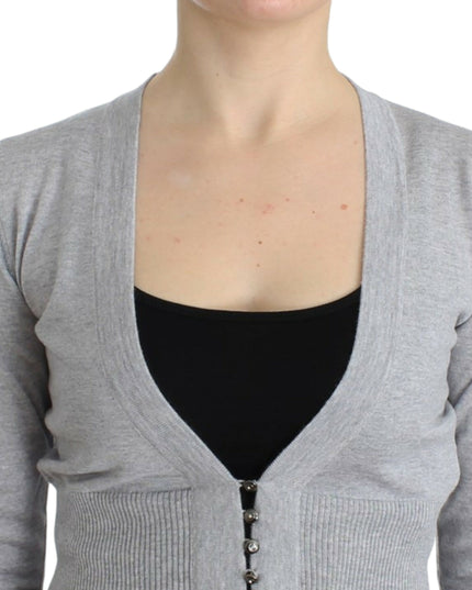 Cavalli Gray cropped wool cardigan