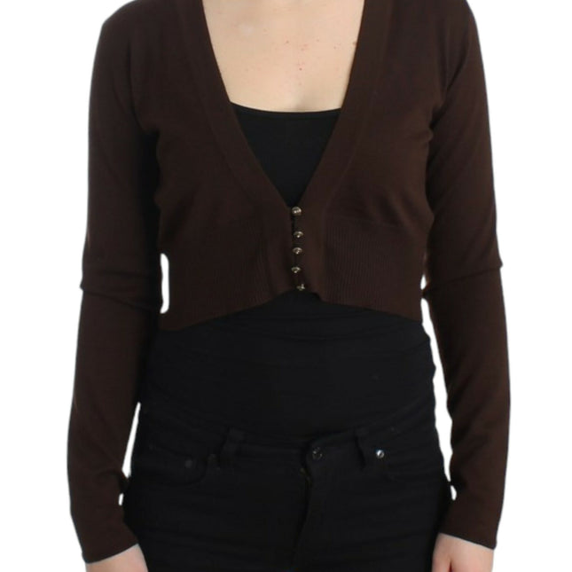 Cavalli Brown cropped wool cardigan