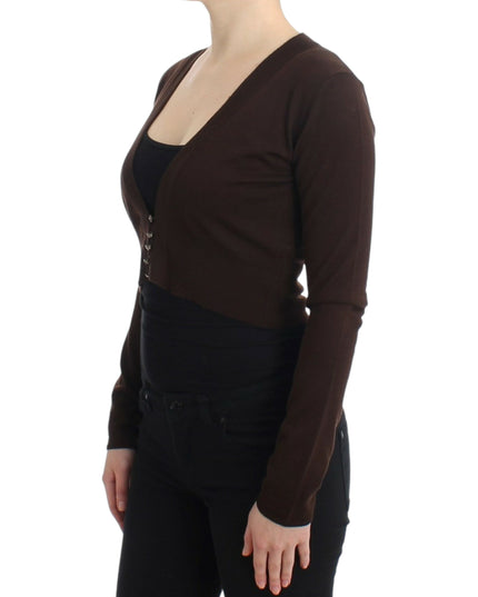 Cavalli Brown cropped wool cardigan