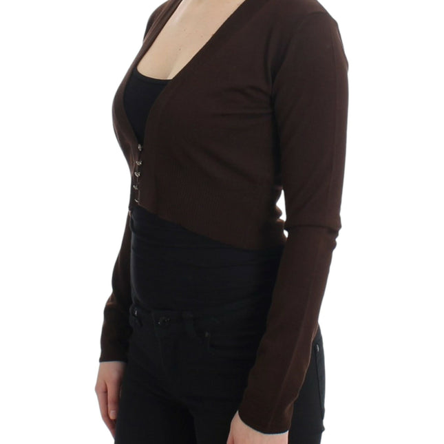 Cavalli Brown cropped wool cardigan