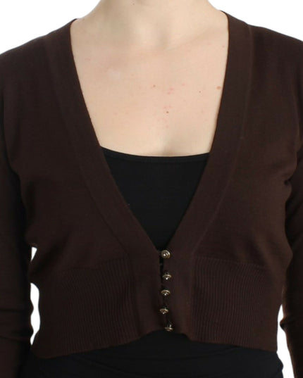 Cavalli Brown cropped wool cardigan