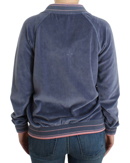 Cavalli Blue velvet zipup sweater