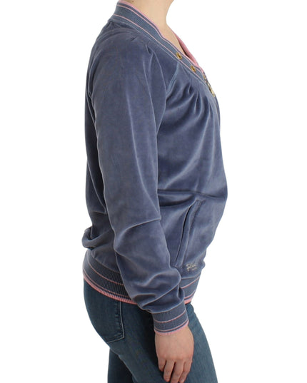 Cavalli Blue velvet zipup sweater