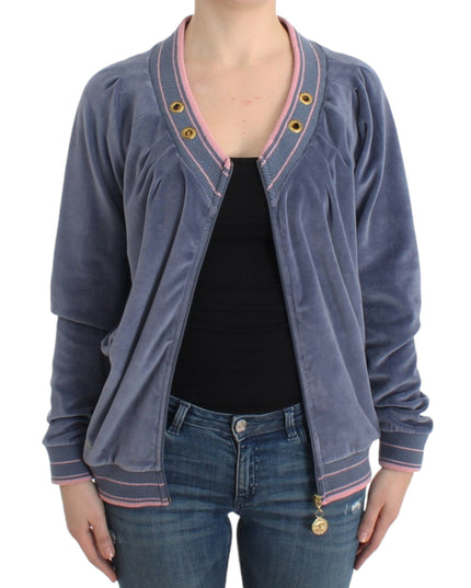 Cavalli Blue velvet zipup sweater