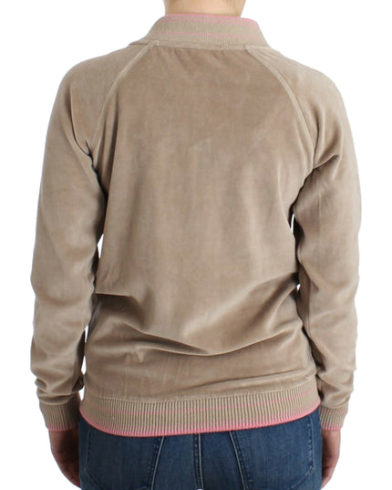 Cavalli Beige velvet zipup sweater