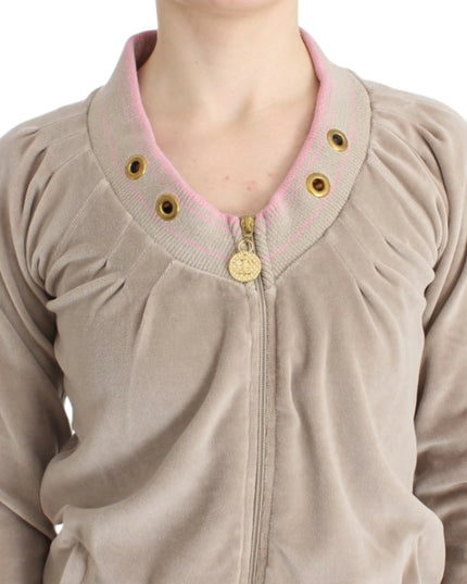 Cavalli Beige velvet zipup sweater