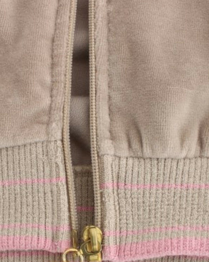 Cavalli Beige velvet zipup sweater