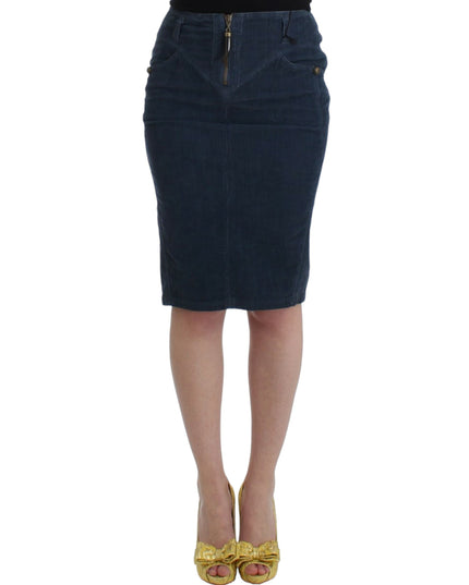 Cavalli Blue corduroy pencil skirt