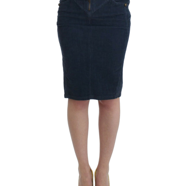 Cavalli Blue corduroy pencil skirt