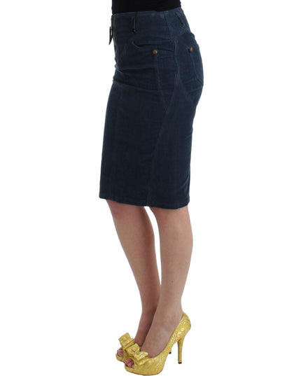 Cavalli Blue corduroy pencil skirt