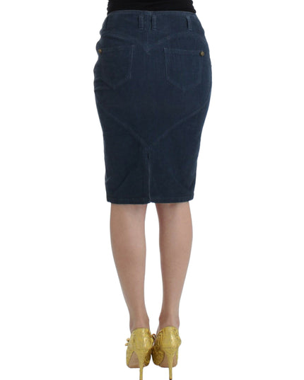 Cavalli Blue corduroy pencil skirt