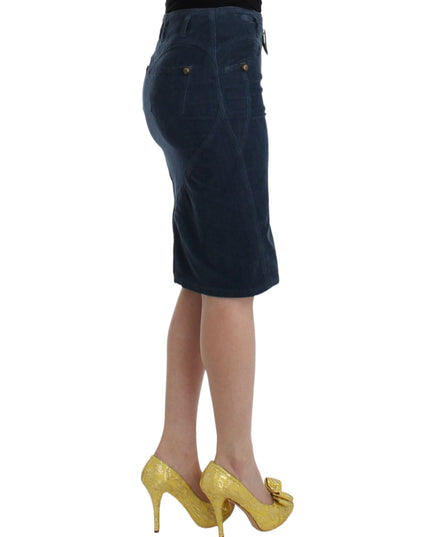Cavalli Blue corduroy pencil skirt