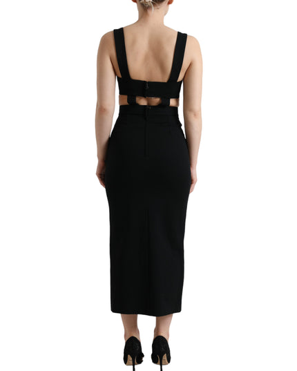 Dolce & Gabbana Black Cut Out Sleeveless Bodycon Midi Dress