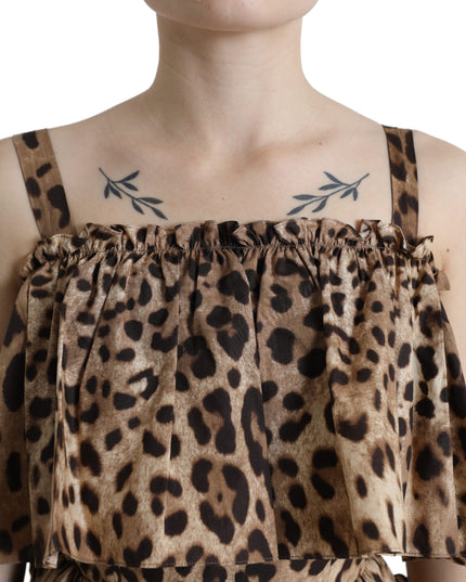 Dolce & Gabbana Brown Leopard Print Sleeveless A-line Dress