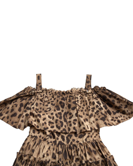 Dolce & Gabbana Brown Leopard Print Sleeveless A-line Dress