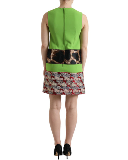 Dolce & Gabbana Apple Green Sleeveless Panelled Shift Dress