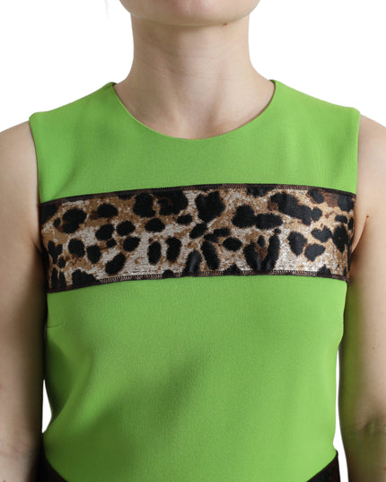 Dolce & Gabbana Apple Green Sleeveless Panelled Shift Dress