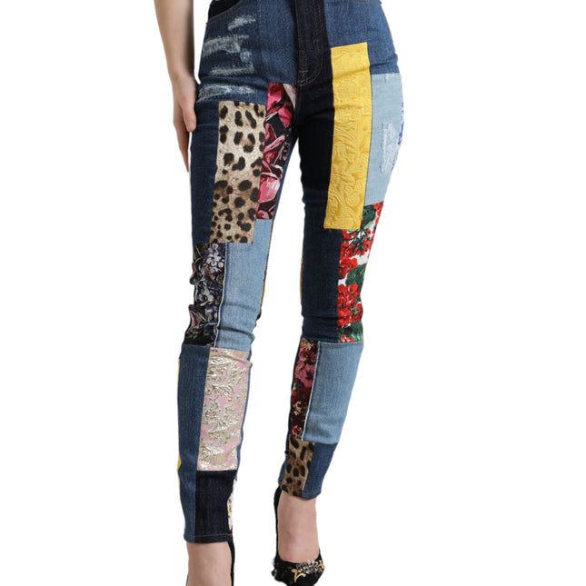 Dolce & Gabbana Multicolor Patchwork GRACE Skinny Denim Jeans