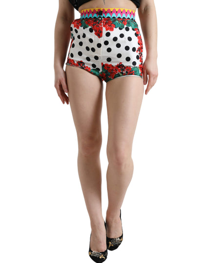 Dolce & Gabbana Multicolor Floral Polka Dot Hot Pants Shorts