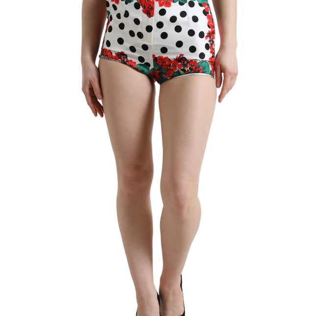 Dolce & Gabbana Multicolor Floral Polka Dot Hot Pants Shorts