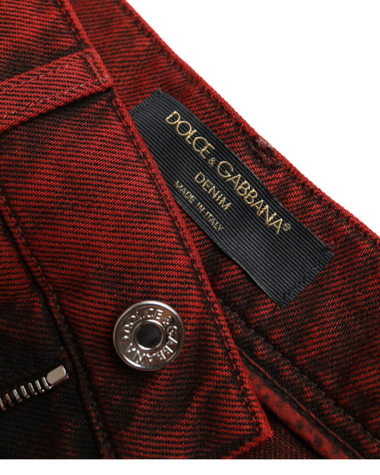 Dolce & Gabbana Red Stretch High Waist Denim Hot Pants Shorts