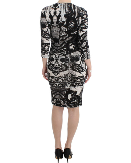Cavalli Black Printed Sheath Dress