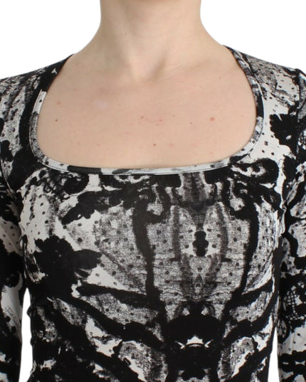 Cavalli Black Printed Sheath Dress