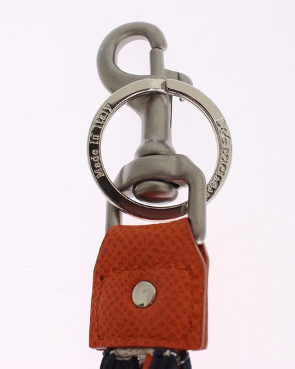 Dolce & Gabbana Red White Raffia Leather Clasp Finder Keyring Keychain