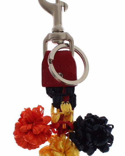 Dolce & Gabbana Multicolor Raffia Leather Clasp Finder Chain Keyring