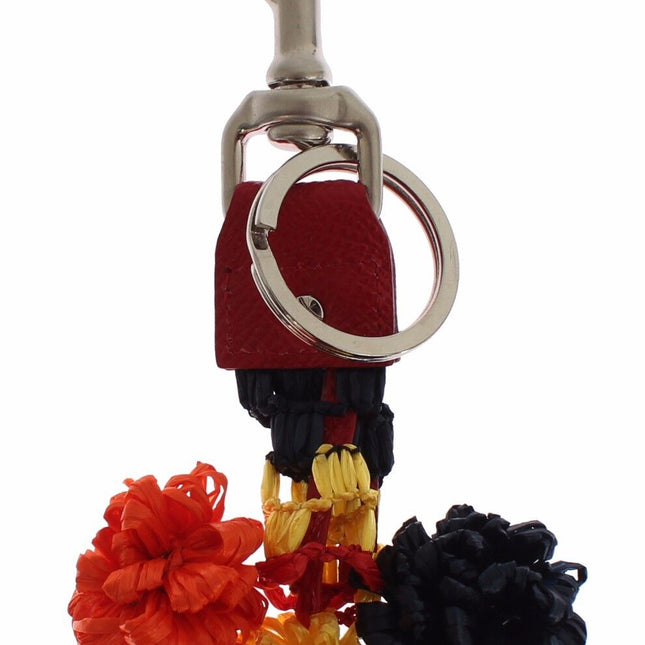 Dolce & Gabbana Multicolor Raffia Leather Clasp Finder Chain Keyring