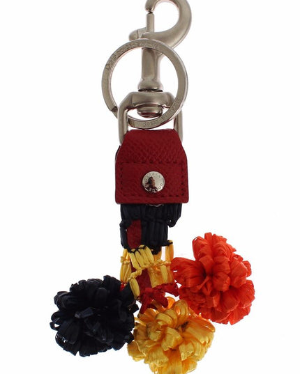 Dolce & Gabbana Multicolor Raffia Leather Clasp Finder Chain Keyring