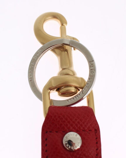 Dolce & Gabbana Gold Yellow Raffia Leather Clasp Finder Chain Keyring