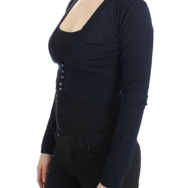 Cavalli Blue cropped wool cardigan