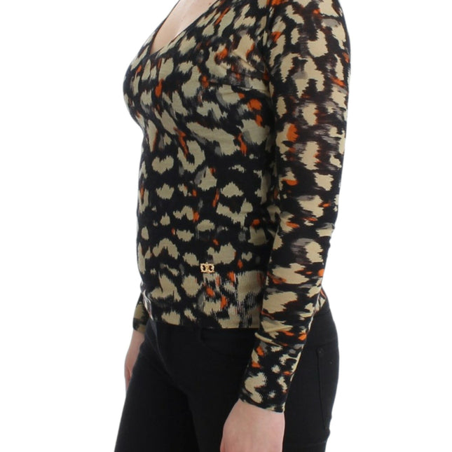 Cavalli Multicolor v-neck wool jumper
