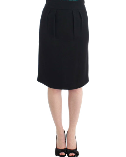 Cavalli Black wool pencil skirt